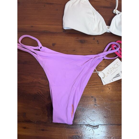 L*Space Ribbed Helena Bikini Top White & Wilder Bottom Hot Pink & Purple S NWT - Picture 13 of 16